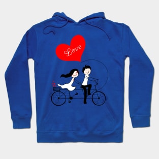 Cute couple riding tandem bicycle Hoodie